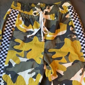 Yellow Camouflage/CheckerBoard Joggers